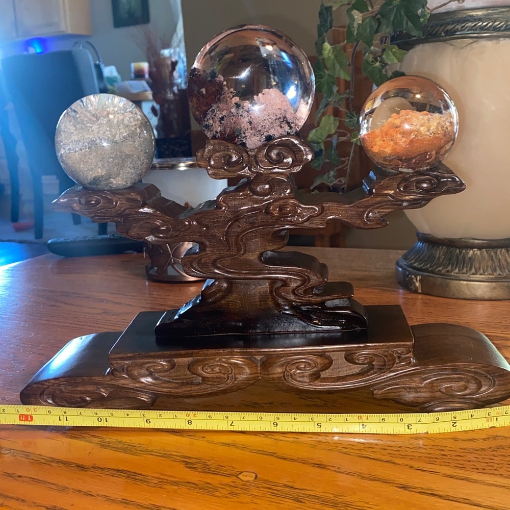 VERY RARE Ultimate 3 piece statement piece in a heavy sandalwood stand 🥰😍AAA - Picture 9 of 11